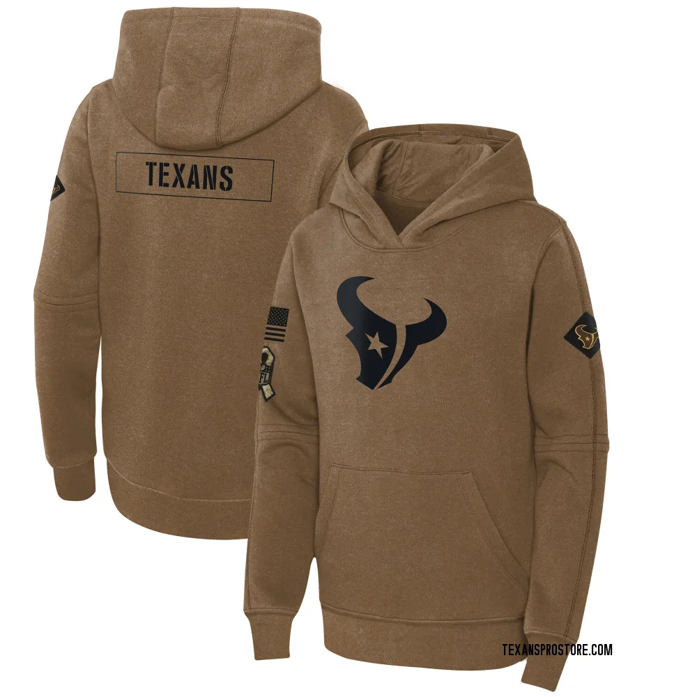 Youth Houston Texans Brown 2023 Salute to Service Club Fleece Pullover Hoodie